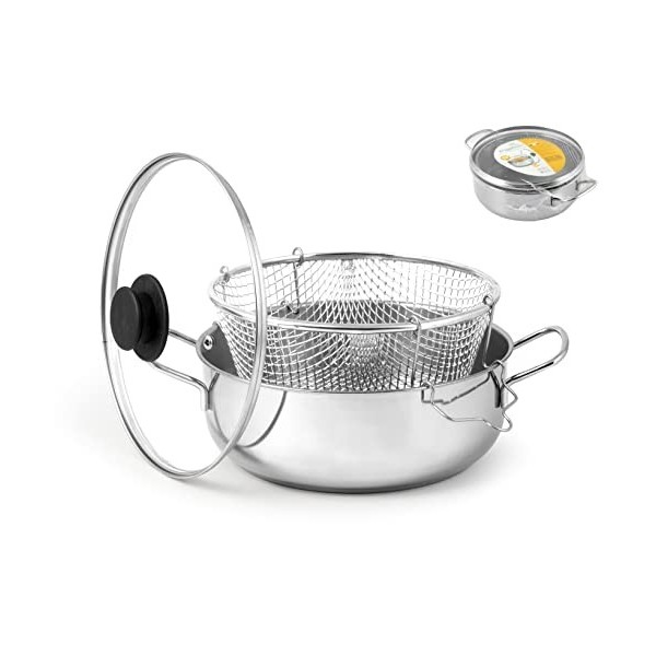 ROYAL NORFOLK Friteuse en inox, avec couvercle, 24 cm