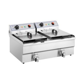 Royal Catering RCSF-16DTH Friteuse Électrique Double Professionnelle 2 x 6 000 W, Volume Total 2 x 16 L, Huile 2 x 10 L, Cou