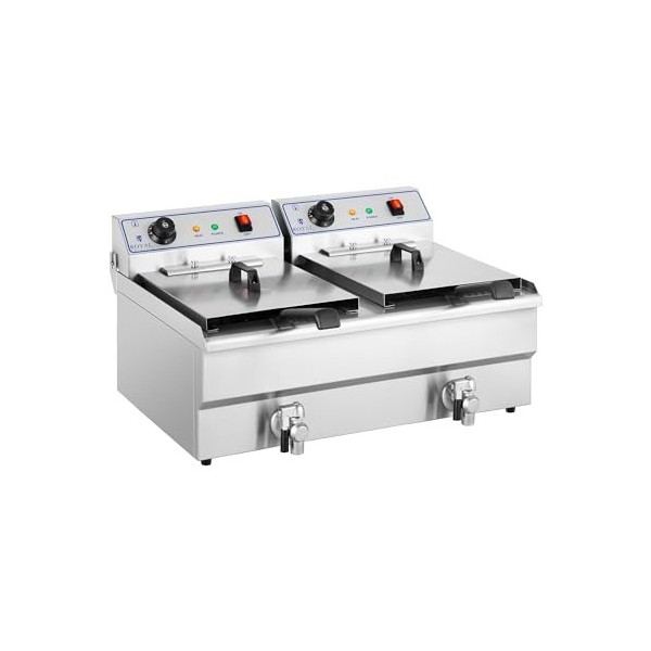 Royal Catering RCSF-16DTH Friteuse Électrique Double Professionnelle 2 x 6 000 W, Volume Total 2 x 16 L, Huile 2 x 10 L, Cou