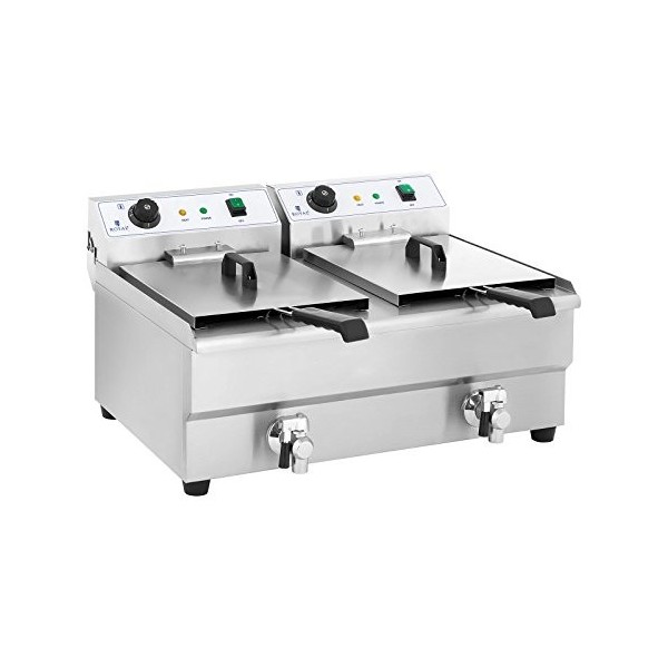 Royal Catering Friteuse Électrique De Restaurant Double Professionnelle RCEF 16DH-1 2 x 3 200 W, 2 x 16 l Au Total / 2 x 12 