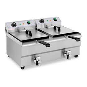 Royal Catering Friteuse Électrique De Restaurant Double Avec Robinet Professionnelle RCEF 13DB 2 Cuve De 13 L, Zone Froide, 