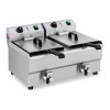 Royal Catering Friteuse Électrique De Restaurant Double Avec Robinet Professionnelle RCEF 10DB 2 Cuves De 10 L, Zone Froide,