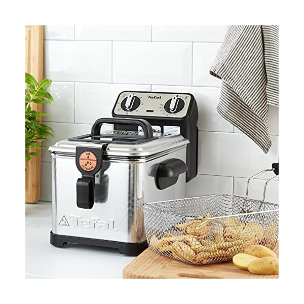 Tefal fr5101 Friteuse Filtra Pro Inox and Design, minuterie, isolé contre la chaleur, clean-oil-system, 2300 W, acier inoxyda