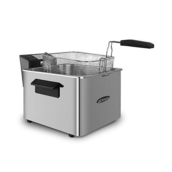 Orbegozo Fdr 80 - Friteuse professionnelle, 8 litres, thermostat réglable, témoins lumineux, poignée toucher froid, chemin de