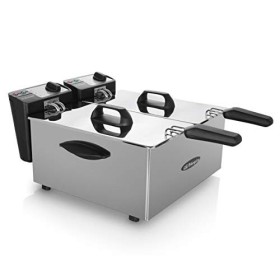 Orbegozo FDR 70 - Friteuse professionnelle, 7 litres 2 cuves de 3,5 litres , thermostat réglable, témoins lumineux, poignées