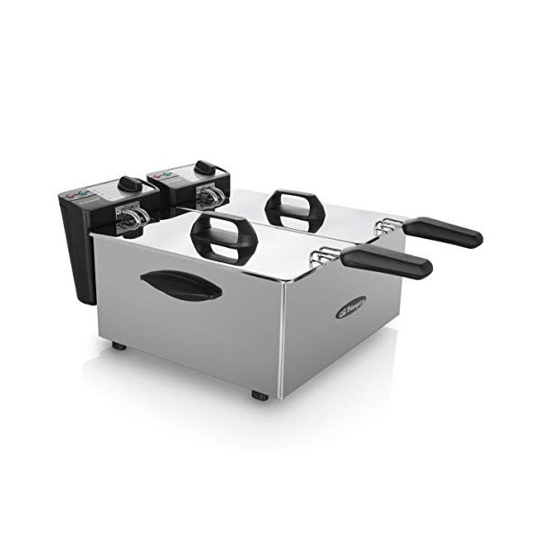 Orbegozo FDR 70 - Friteuse professionnelle, 7 litres 2 cuves de 3,5 litres , thermostat réglable, témoins lumineux, poignées