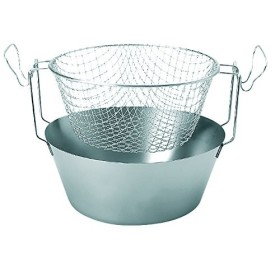 Artame ART23230 – Friteuse inox traditionnelle dite friteuse du Nord fond thermique et panier acier étamé - Ø 30cm, 6,7l