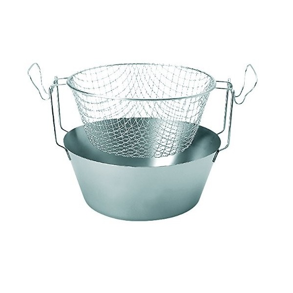Artame ART23230 – Friteuse inox traditionnelle dite friteuse du Nord fond thermique et panier acier étamé - Ø 30cm, 6,7l