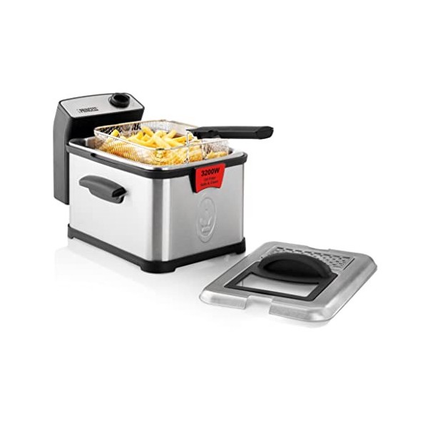 Friteuse électrique double cuve Princess 183028 noire - 6 L - 8 portions - 1,2 kg - 3 600 W