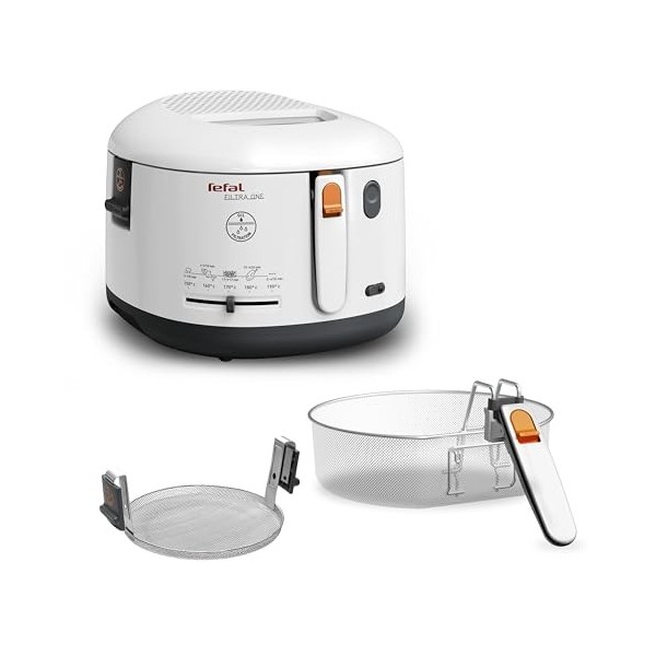 Tefal Filtra One Friteuse classique, Filtration de lhuile, Température réglable, Revêtement antiadhésif, Blanche FF163111