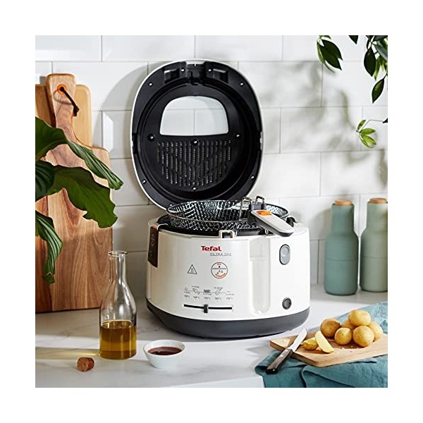 Tefal Filtra One Friteuse classique, Filtration de lhuile, Température réglable, Revêtement antiadhésif, Blanche FF163111