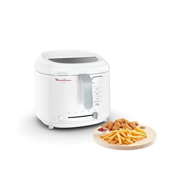 Moulinex Friteuse à huile, 2,2 L d’huile, 1,5 kg de frites, Cuve amovible antiadhésive, Thermostat réglable, Ouverture automa