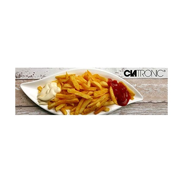 Clatronic® Friteuse à double zone froide pour une friture rapide | Friteuse avec 3 paniers à friture | Boîtier en acier inoxy