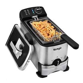 Venga! Friteuse Semi-Professionelle 3 L, avec Filtration et Stockage dHuile, 2 000 W, Noir/Inox, VG FT 3012, Métal