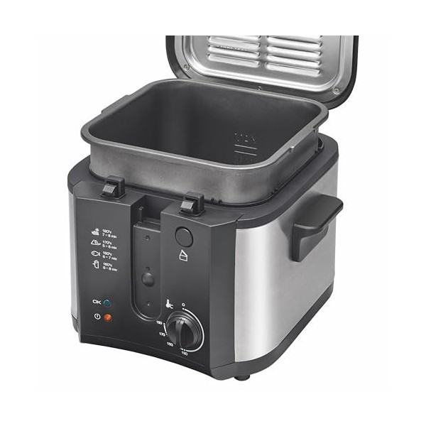 Brandt FRI30X – Friteuse classique 2,5L huile – Cuve et couvercle amovibles – Capacité 1 kg de frites – 1600W – Hublot de con