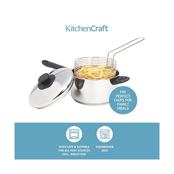 Kitchencraft Friteuse à Frites et Panier, Acier Inoxydable 20cm