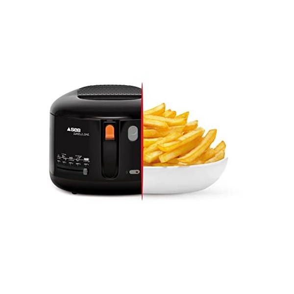 Seb Friteuse à huile, 1.2 kg de frites, Poignée rabattable, Hublot de contrôle, Compact, Simply One FF160800, Noir