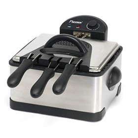 Bestron Friteuse familiale avec zone froide, 3 paniers, 4 litres, Capacité de 1,5 kg/2x750 g de friture, Fenêtre de visualisa