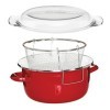 Premier Housewares Friteuse avec couvercle en Pyrex / PANIER EN FIL DE FER / Rouge 5 litres 16 x 33 x 27 cm