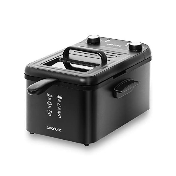 Cecotec Friteuse Électrique CleanFry Infinity 3000 Black. 3 L, Jusqu’à 190 ºC, Minuterie, Cuve Émaillée qui convient pour un 