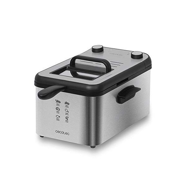 Cecotec Friteuse Électrique CleanFry Infinity 3000 Black. 3 L, Jusqu’à 190 ºC, Minuterie, Cuve Émaillée qui convient pour un 