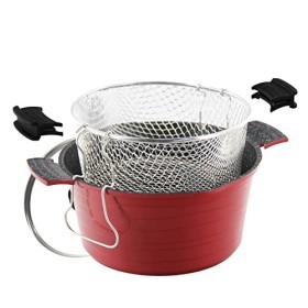 ROSSETTO Friteuse/Faitout Evolution 2 en 1 avec Panier Friteuse + Couvercle Verre - 24cm