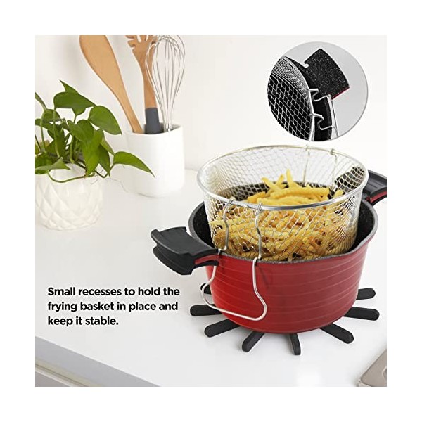 ROSSETTO Friteuse/Faitout Evolution 2 en 1 avec Panier Friteuse + Couvercle Verre - 24cm