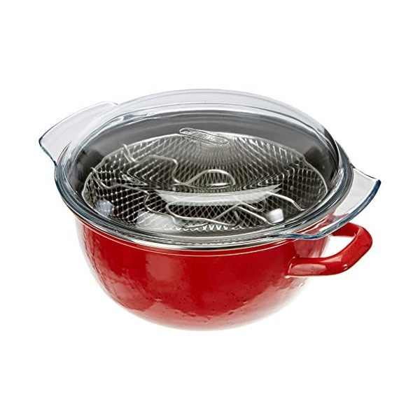 IBILI - Friteuse avec panier et couvercle Korinto, 24 cm, Acier émaillé, Antiadhésif, Compatible avec l’induction