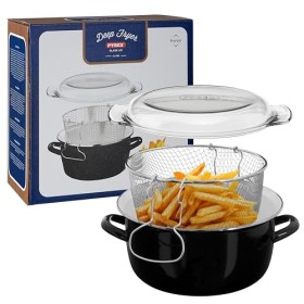 Premier Housewares Friteuse avec couvercle en Pyrex Noir 5 litres 6 x 33 x 27 cm Import Grande Bretagne 