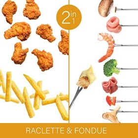 Bomann Friteuse FFR 1290 CB Friteuse à fondue 2en1 incl. 6 fourchettes à fondue, panneau de commande avec écran de contrôle, 