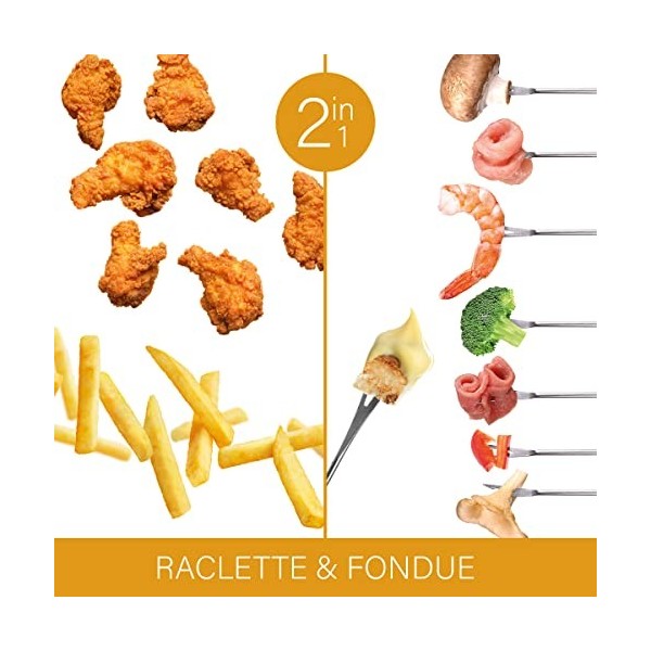 Bomann Friteuse FFR 1290 CB Friteuse à fondue 2en1 incl. 6 fourchettes à fondue, panneau de commande avec écran de contrôle, 