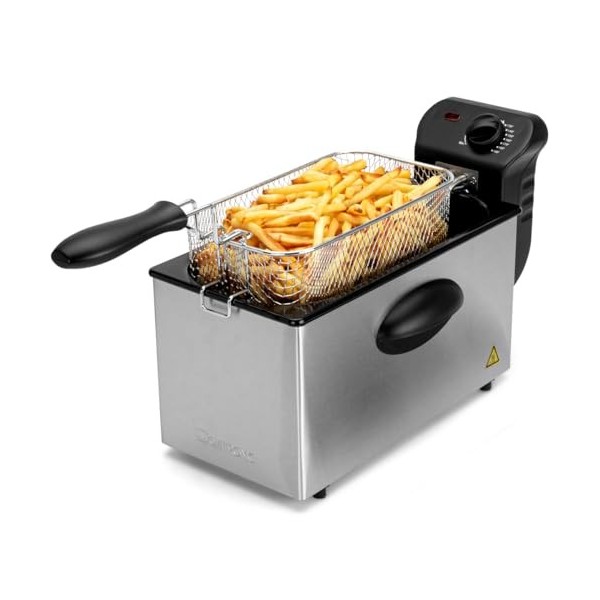Clatronic FR 3586 Friteuse en acier inoxydable 2,5L Parfait pour les frites et les nuggets, faible odeur de friture, chauffag