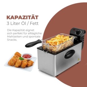 Clatronic FR 3586 Friteuse en acier inoxydable 2,5L Parfait pour les frites et les nuggets, faible odeur de friture, chauffag