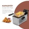 Clatronic FR 3586 Friteuse en acier inoxydable 2,5L Parfait pour les frites et les nuggets, faible odeur de friture, chauffag