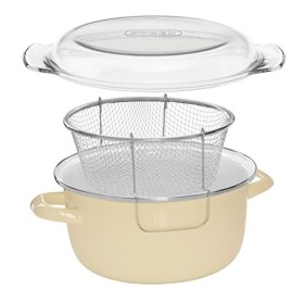 Premier Housewares Friteuse En Acier Émaillé À La Crème- Friteuse Avec Huile Avec Panier Friteuse En Fil De Fer