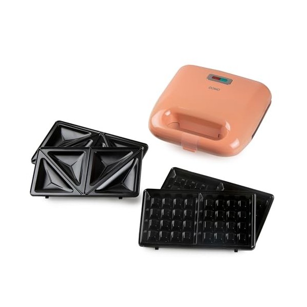 DOMO DO1106C Snack Party 2 en 1 machine à croque-monsieur/gaufres - rose