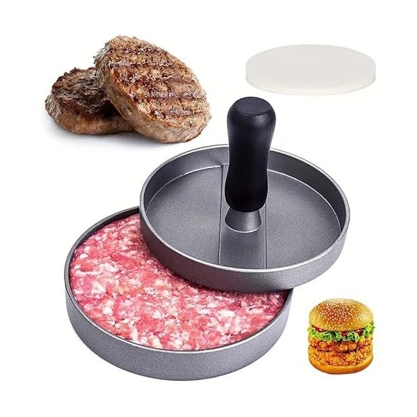 Lot de 100 moules à hamburger antiadhésifs avec feuilles de papier ciré pour viande, bœuf, fromage, légumes 11,9 cm 