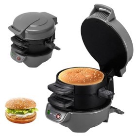 Appareils à Sandwiches, 600W Burger Maker avec revêtement antiadhésif, Grill Sandwich/Hamburger Avec Compte à Rebours Numériq