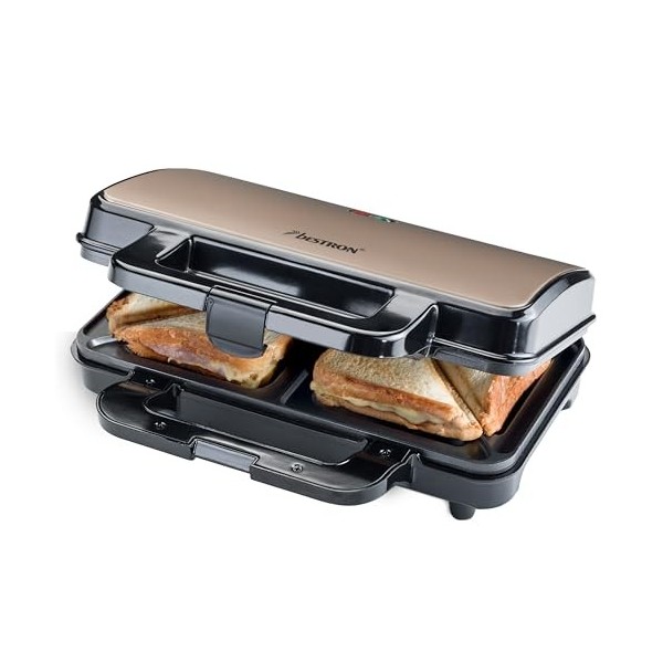 Bestron XL appareil croque monsieur, appareil à sandwich idéal pour les sandwichs américains XL , pour deux sandwichs en for