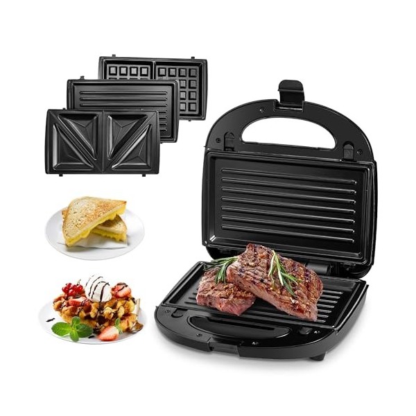 Pukomc Appareils à sandwich et presses à panini 3 en 1 Fabricant De Fromage Grillé, Tostadora De Pan Sandwichera, Plaques De 