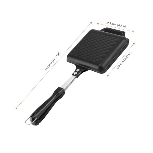 UNGFEI Grille-pain double de camping 15,5 x 16 x 36 cm, grille-pain antiadhésif, machine à sandwichs grillés portable, grille