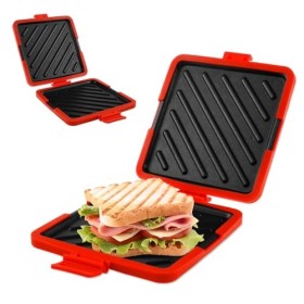Machine à sandwich et grill en silicone pour micro-ondes - Presse à panini antiadhésive - Chauffage rapide - Poches à pizza -
