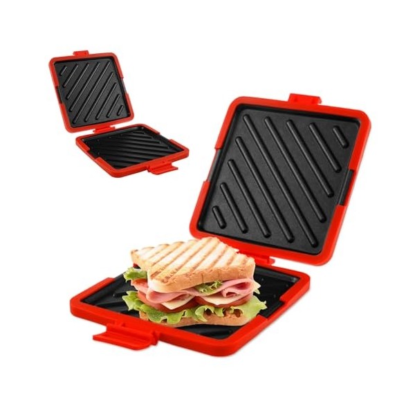 Machine à sandwich et grill en silicone pour micro-ondes - Presse à panini antiadhésive - Chauffage rapide - Poches à pizza -