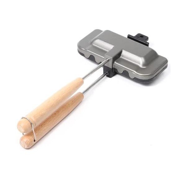 TAMUME Machine à sandwich avec poignées en bois, grille-pain pliable pour sandwichs grillés à flamme ouverte