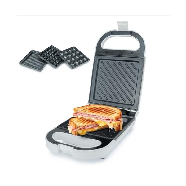 Korona 47020 Machine à sandwich 3 en 1 | 3 jeux de plaques interchangeables avec revêtement antiadhésif | 1. Assiette à sandw