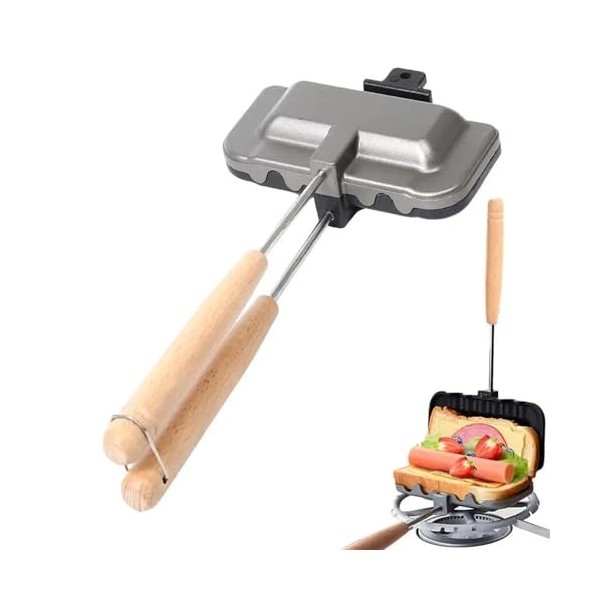 Esenlong Moule à sandwich double face pour petit déjeuner - Grille-pain pour crêpes et toasts