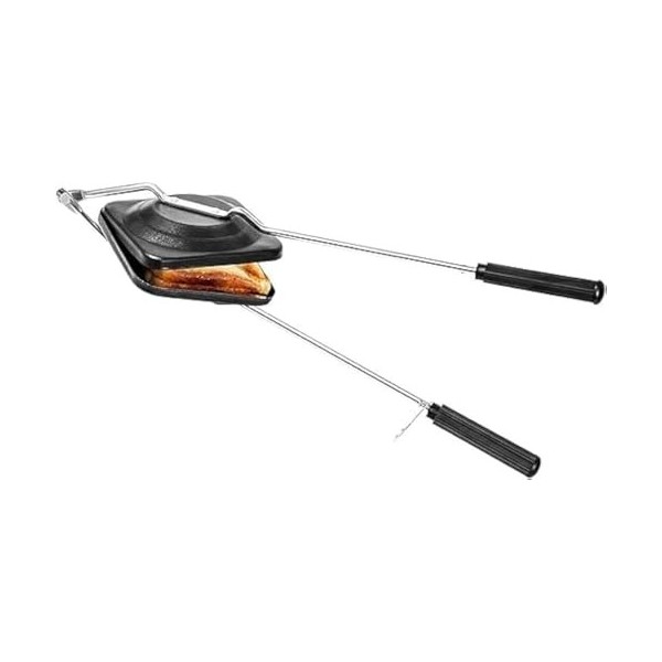 Grille-pain à gaz anti-adhésif en aluminium, machine à sandwich, grille-pain sur cuisinière à gaz – Noir