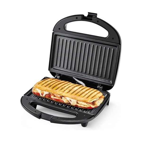 YASHE Grill Panini, 750W Appareil Panini avec Plaques Anti-adhésif, Appareil Croque Monsieur, Température Automatique, Indica