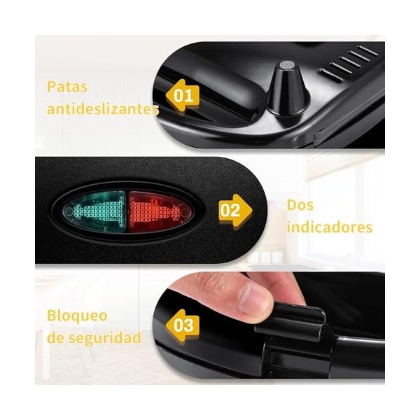 YASHE Grill Panini, 750W Appareil Panini avec Plaques Anti-adhésif, Appareil Croque Monsieur, Température Automatique, Indica