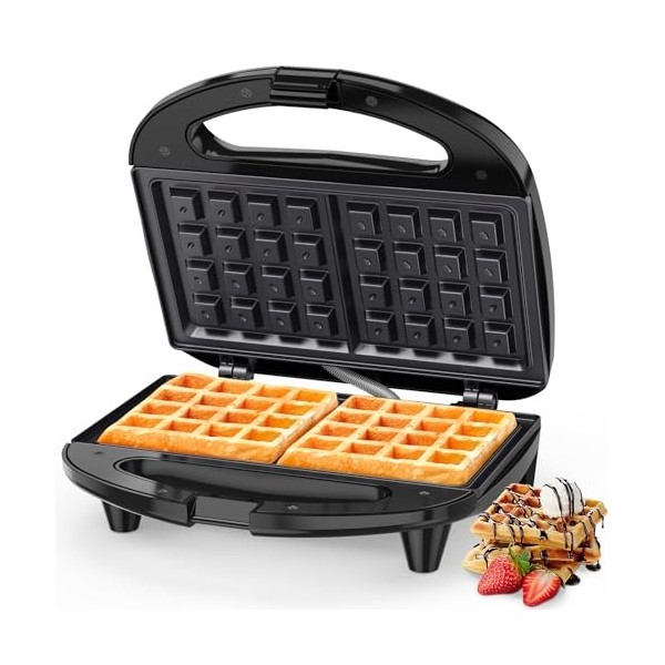 Snailar Machine à Croque Monsieur avec Plaques Plates, Sandwich Toaster Antiadhésif, Poignée Froide, 750 W, Noir